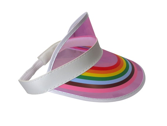 Womens Retro Pink Rainbow Color Sun 