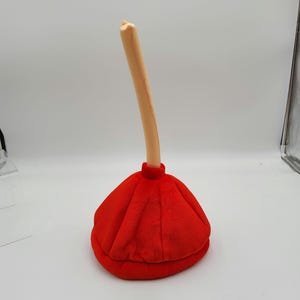 Adult Kids Cartoon Red Plush Velvet Toilet Plunger Plumber Novelty Costume Hat Funny Accessory Cosplay Gag Gift