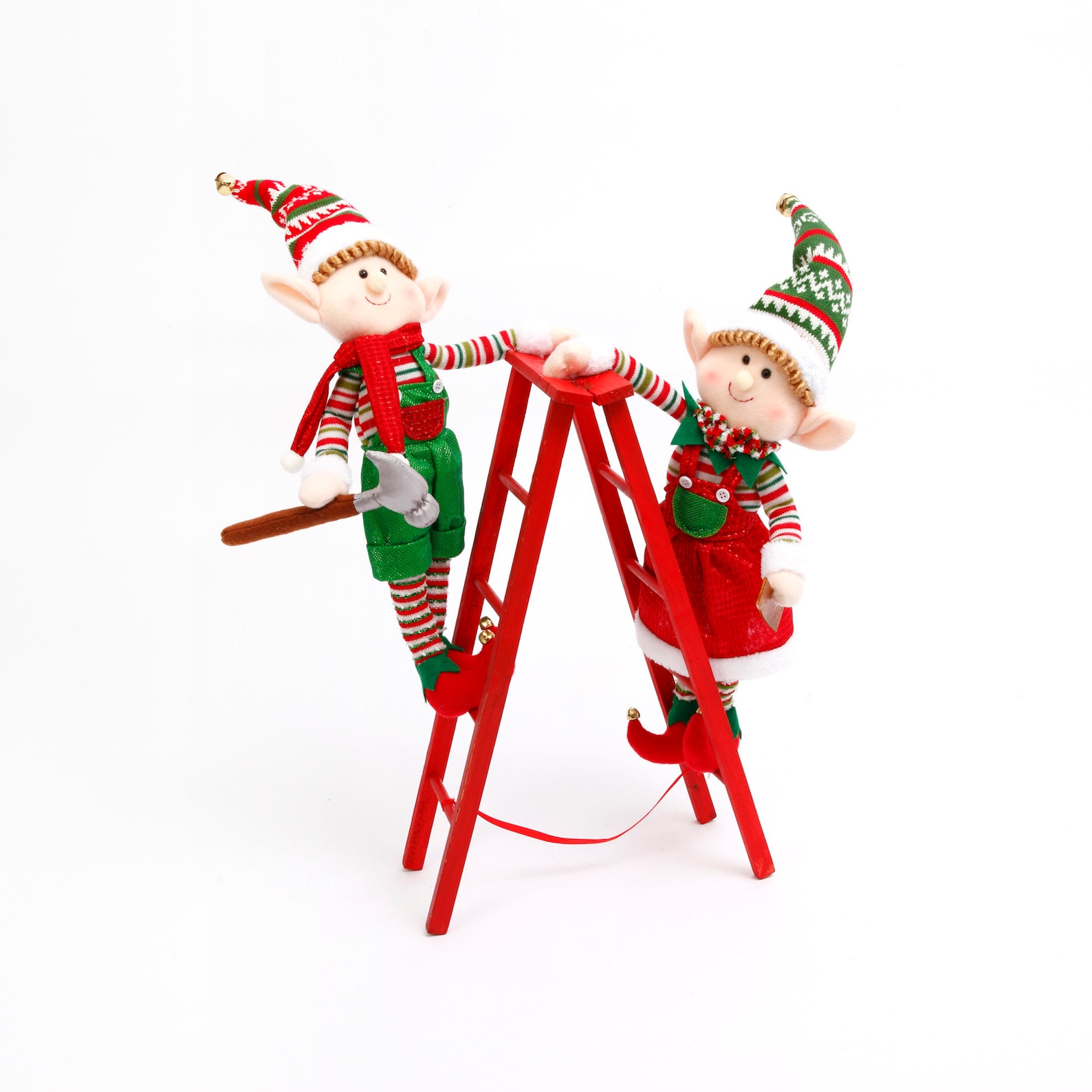 Plush Standing Christmas Elf Elves Climbing on Ladder Dolls Etsy