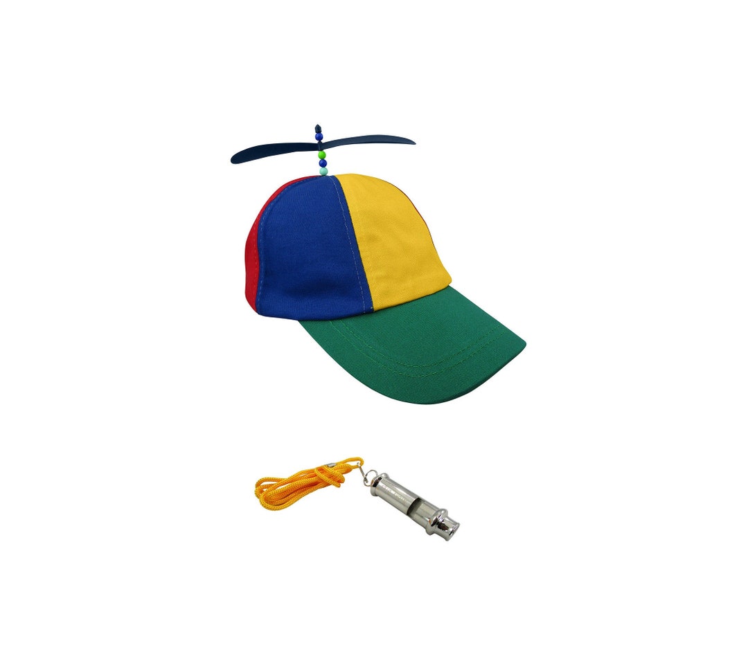 Unisex Adult Silly Propeller Beanie Hat and Metal Train Whistle With