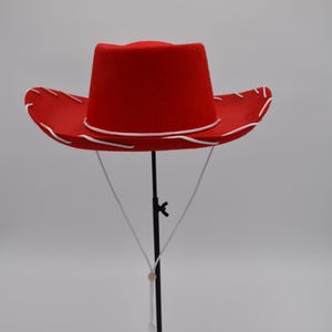 Mens Womens Adult Cowboy Cowgirl Red Cap Or Brown Hat Old Western Ranch Story Costume Stitched Cord Cosplay Dress Up Halloween Cap
