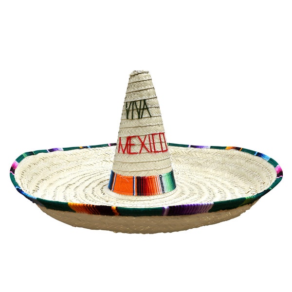 Handmade 27" Giant Huge Jumbo Straw Mexican "Viva Mexico" Authentic Sombrero Zapata Charro Cinco De Mayo Party Hat Festival Costume