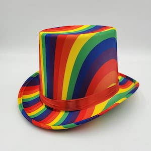 Deluxe Pride Rainbow Stripe Top Hat Adult Deluxe Pride Rainbow Stripe Top Hat Adult