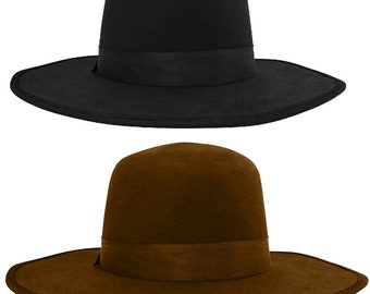 Amish Flying Eagle Hat 7 1/4 58 Wool Classic Black Fedora