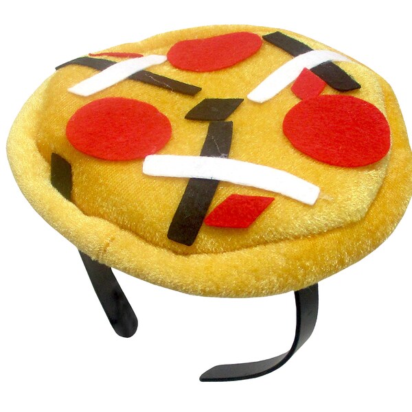 Adult Mini Pizza Hat on Headband Pepperoni Pie Food Vendor Cap Costume Accessory