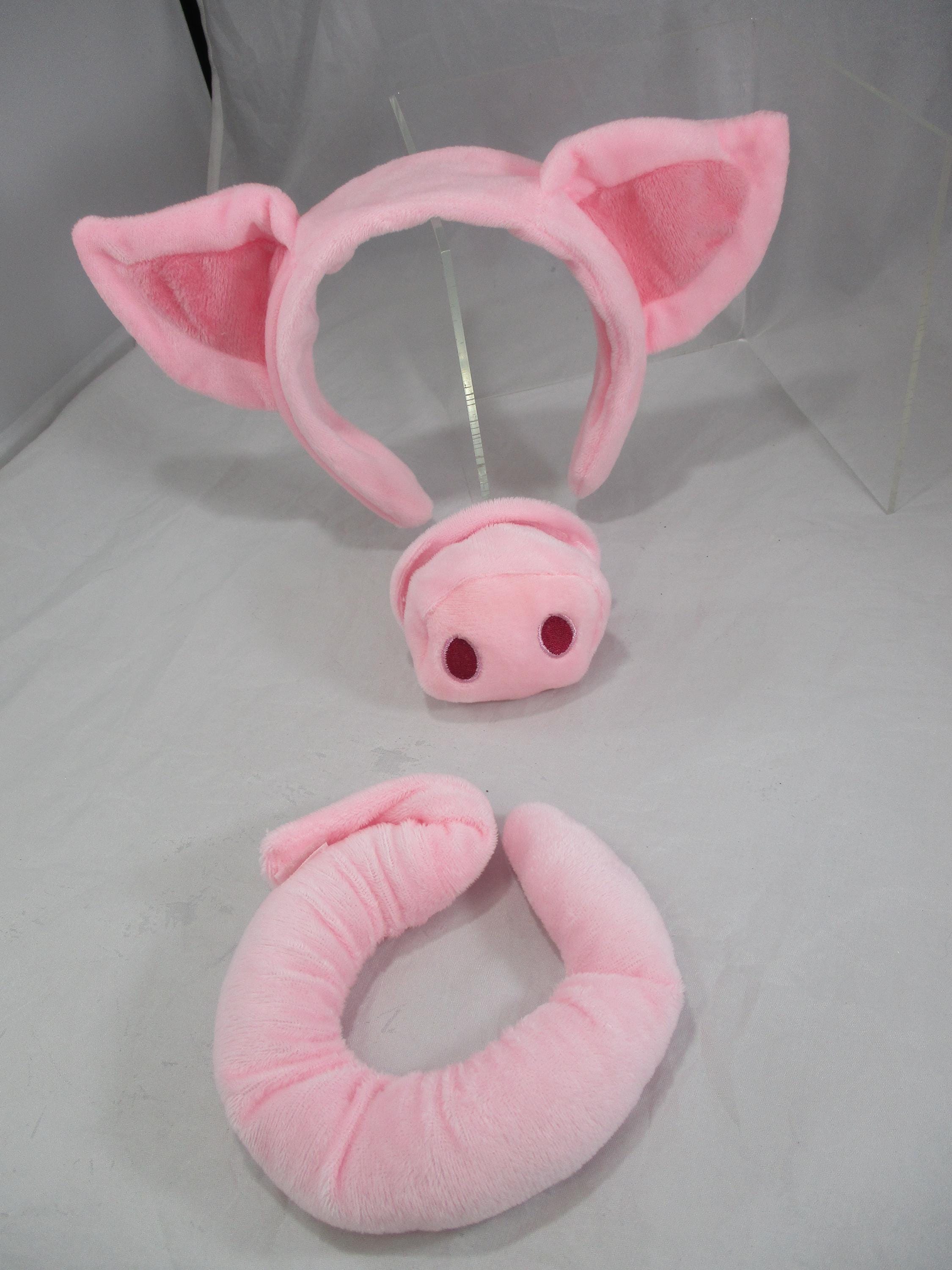 Spooktacular Creations Pink Pig Costume Accessories Set, Animal Costume Accessories Set With Pig Nose, Tail, Ears Headband And Bowtie For Halloween Party, Farm Theme Dress Up, Classroom Role Play