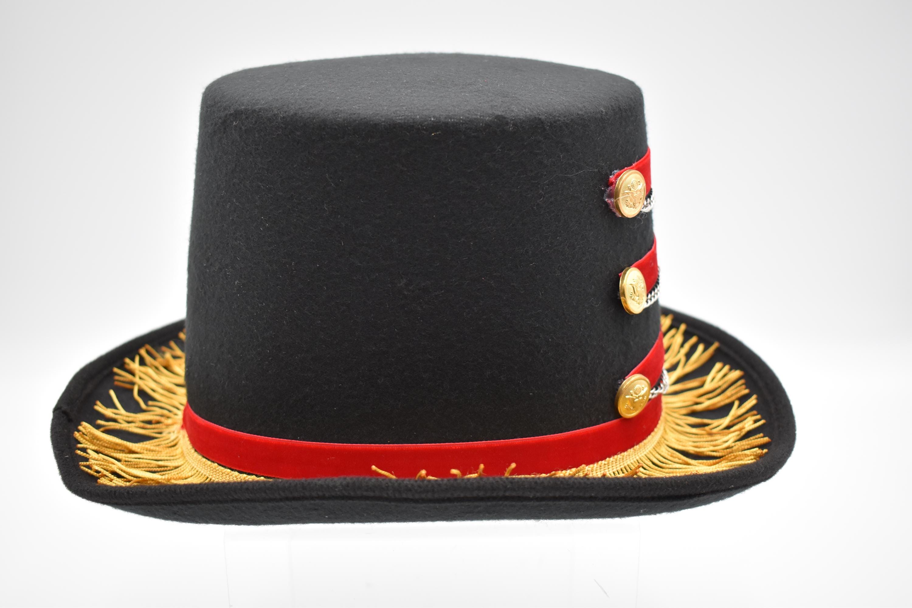 Adult Deluxe Red & Black Ringmaster Top Hat Coachman Circus Carnival ...