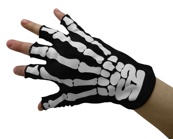 Fingerless skeleton gloves deals