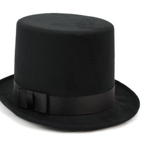 Deluxe Felt Top Hat High Crown Victorian Dickens Black Steampunk Dapper Gentlemens Accessory
