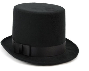 Deluxe Felt Top Hat High Crown Victorian Dickens Black Steampunk Dapper Gentlemens Accessory