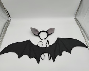 Black Cosplay Bat Dragon Ears Headband Masquerade Dark Angel Wings Elastic Straps Costume Poseable for Women Girls Child Adult