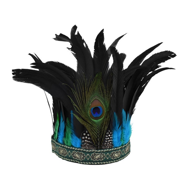 Adult Teen 1920s Flapper Egyptian Peacock Feather Headpiece Show Girl Gatsby Headband African Tribal Cosplay Halloween Costume Accessory