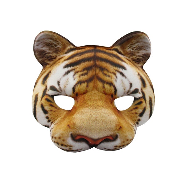 Unisex Adult Child Kid Tiger Half Mask Realistic Look Soft Foam Face Mask Pretend Play Cosplay Theater Halloween Costume Accessory One Size