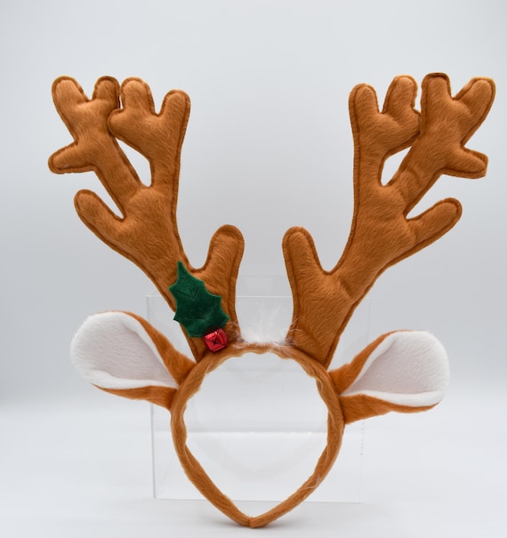 Adult Child Brown Large Soft Reindeer Antlers W Ears Headpiece Holly Berries Christmas Holiday Animal Horns Headband Costume Accessory Etsy Canada