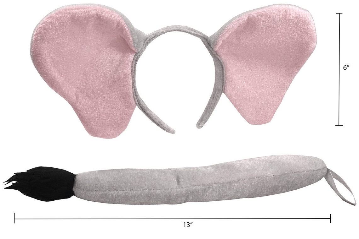 Adult Child Pink Gray Jumbo Giant Elephant Ear on Headband and - Etsy