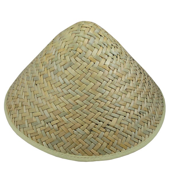 Unisex Adult Lightweight Asian Vietnamese Japanese Oriental Oceania Style Straw Bamboo Sun Hat Farmer Shade Cap Costume Accessory