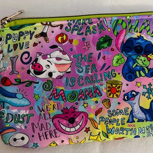 Cartera de pulsera con personajes de Disney de arcoíris, cartera con personajes de Disney