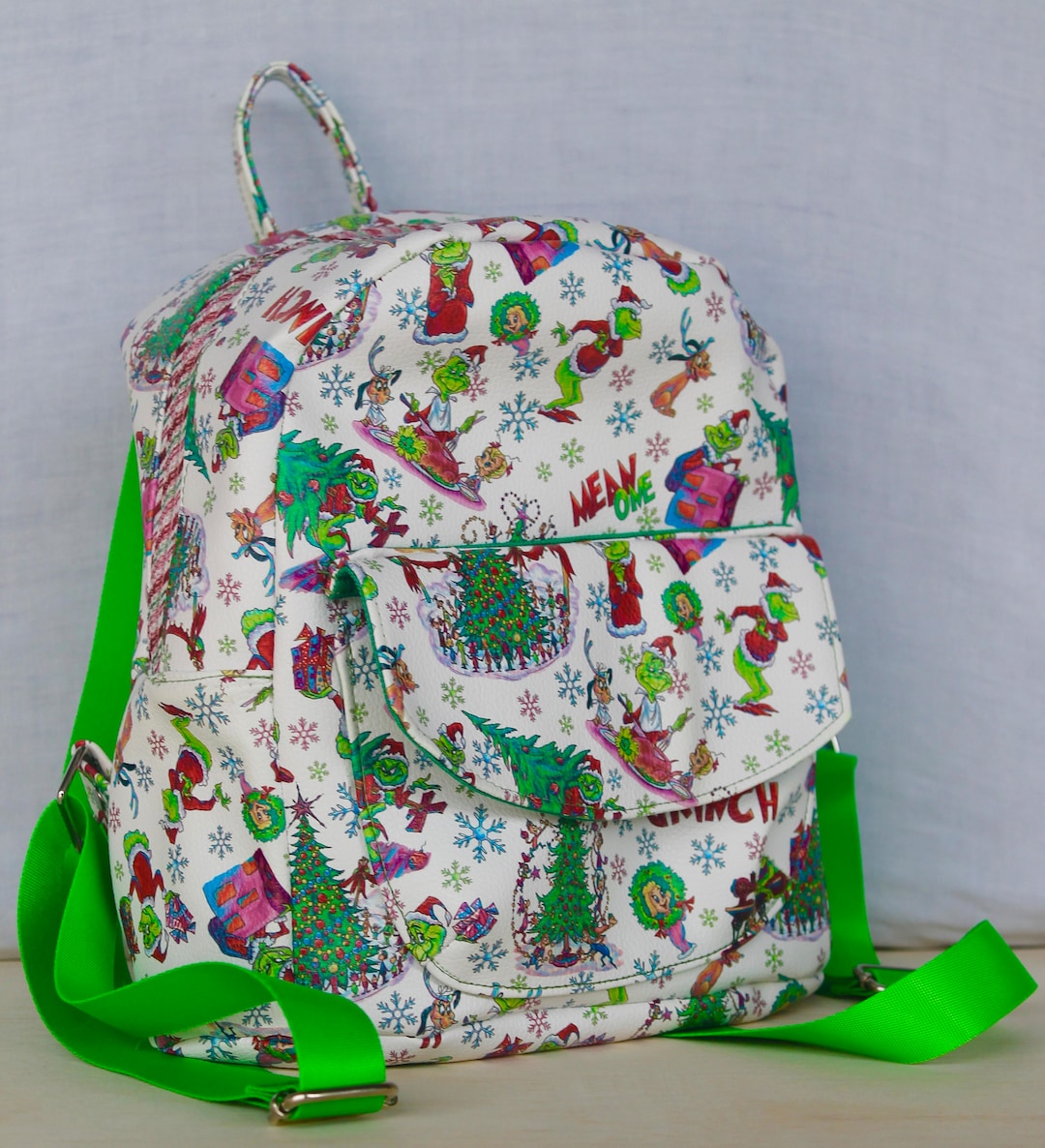 Grinch Christmas Mini Backpack, Grinch Backpack, Mini Backpack, Holiday
