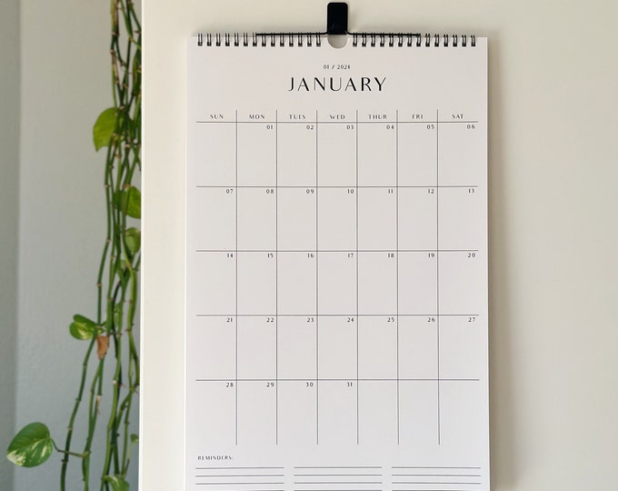 Large 2024 Minimal Wall Calendar and Planner 11 X 17 Inches / Simple