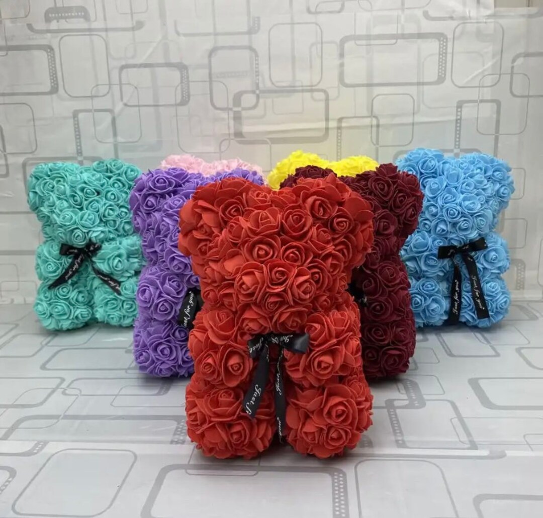 Rose Teddy Bear Foam Rose Bear Valentines Day Gift - Etsy
