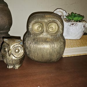 Vintage Mid Century Brass Owls