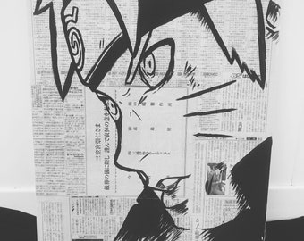 Naruto Uzumaki Japanese Newspaper Painting Naruto Uzumaki Japanese Newspaper Painting