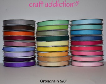 Grosgrain 5/8 inch Ribbon, 27 Available Colors