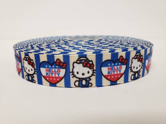 FREE SHIPPING GROSGRAIN RIBBON 7//8/" 4th of July Hello Kitty Printed
