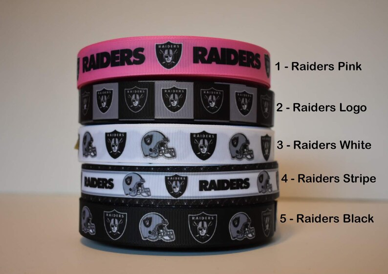 Raiders 3/" grosgrain ribbon the listing is for 2 yards