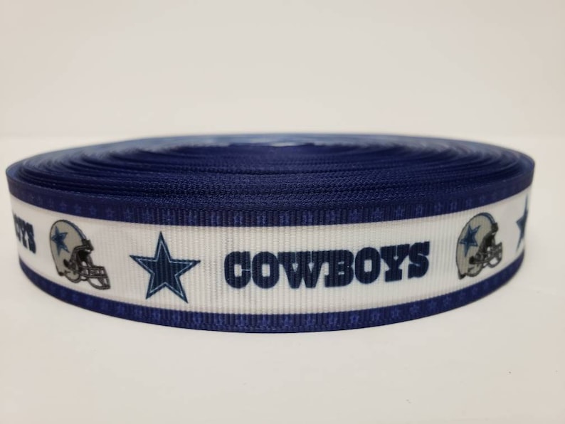 NFL Dallas Cowboys Blue Grosgrain Ribbon 1/" By the yard NEW Foil Star Border
