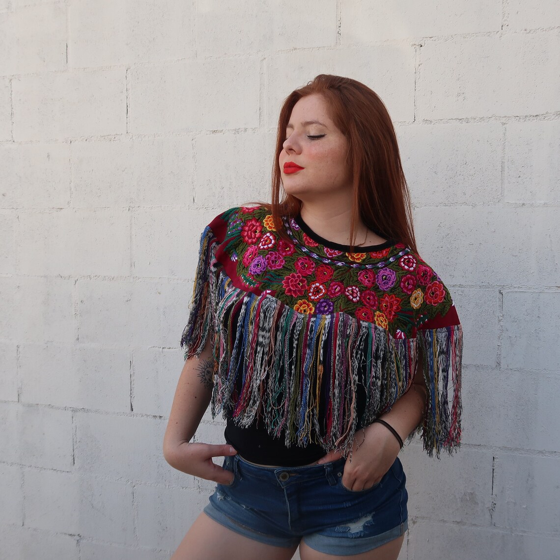 Embroidered Mexican Shirt Loose Fit Traditional Mexican Top Etsy
