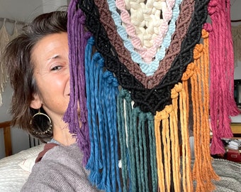 Macrame Progress Pride Flag: LGBTQIA Inclusion Wall Hanging, Pride Art