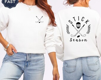 Personalizable Stick Season Crewneck Hockey Mom Gift Sticks Season Sweatshirt Game Day Pullover Hockey Lover Gift for Coach Senior Keepsake