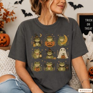 Halloween Frog Shirt Frog Witch Tee, Vintage Frog Halloween Graphic, Pumpkin Patch Frog, Ghost Frog, Nature Lover Gift