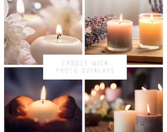 CANDLE Wick Burning Flame, Photoshop Natural Photo Overlays. High Quality PNG Digital Manipulation, Photography Editing Tools. Bundle QTY 46