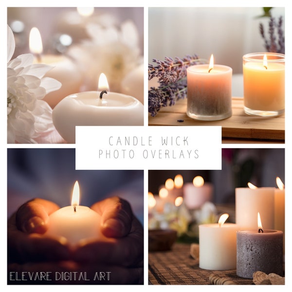 CANDLE Wick Burning Flame, Photoshop Natural Photo Overlays. High Quality PNG Digital Manipulation, Photography Editing Tools. Bundle QTY 46