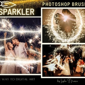 Realistic Photoshop Brushes, Sparkler, Sparkle Trail. 20 Exclusively Designed Brush and stamp Kit