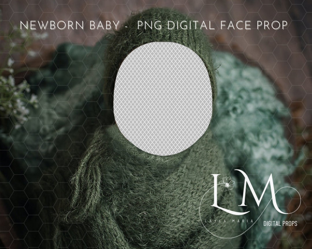 Newborn Digital Backdrop, Transparent Face Insert Hole Prop. PNG