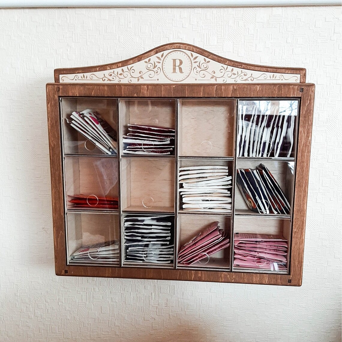 Wall Tea Box / Wall Tea Organizer / Tea Storage / Wooden Tea Etsy