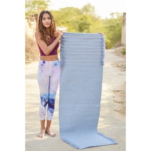 Blue 2x6 ft Yoga mat Sweat & Slip Resistant , Prayer Rug, Ecofriendly Solid Rug Yoga mat