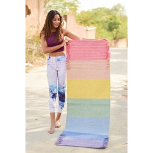 2x6 Ft Multicolor Yoga mat Sweat & Slip Resistant , Prayer Rug, Ecofriendly Solid Rug Yoga mat