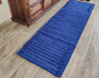 2x6 Blue Yoga Mat, Personalized Chenille Non Slip Mat For Meditation, Prayer, Workout And Christmas Gift