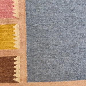 Handwoven Wool Kilim Rug: Multicolor Checkered Scandinavian Flatweave Rug, Modern Rug, 5x8, 6X9, 8X9 Rug, Bedroom Rug, Hallway Rug, Gift&#39;s