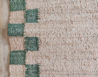 Checkered Jute Rug: Green Checkerboard, Custom Runner Rug