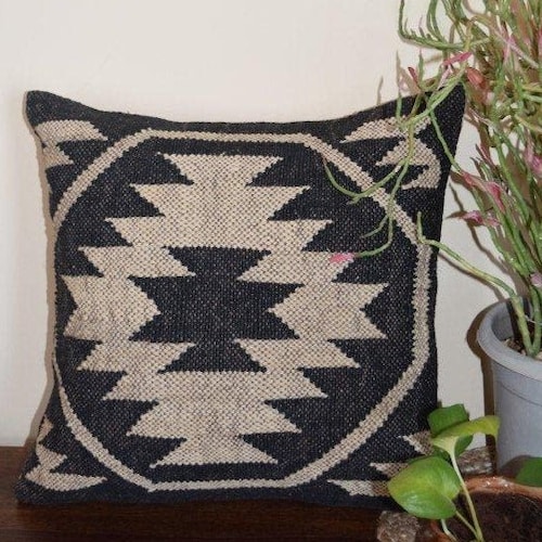 Black and White Kilim Pillow Casehandmade Kilim Cushion Etsy