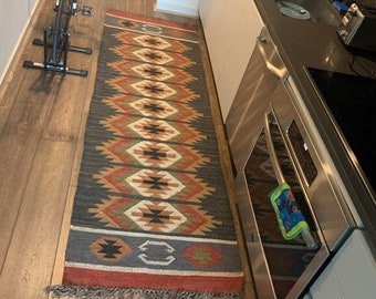 Kilim  Runner Rug, Bedside Runner, Navajo Rug, Trible Rug, Modern Interior, Home Décor Anti Slipery Handmade Stairs Runner