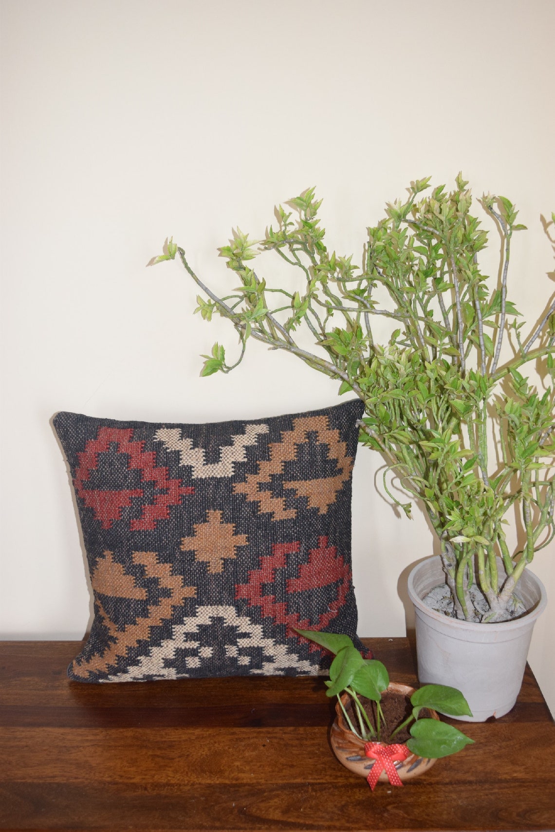 Wool Jute Cushions Coverhandmade Handwoven Kilim Cushion Etsy