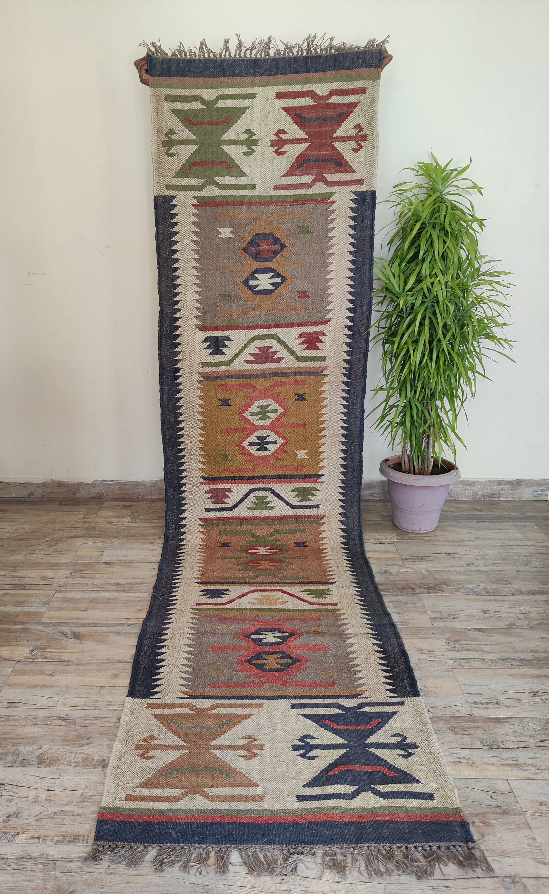 2x8 Juta Home Decor Kilim Runner Dhurrie Kilim di iuta fatto a mano accanto al tappeto runner tappeto antiscivolo per scale tappeto da cucina e soggiorno Etsy Italia