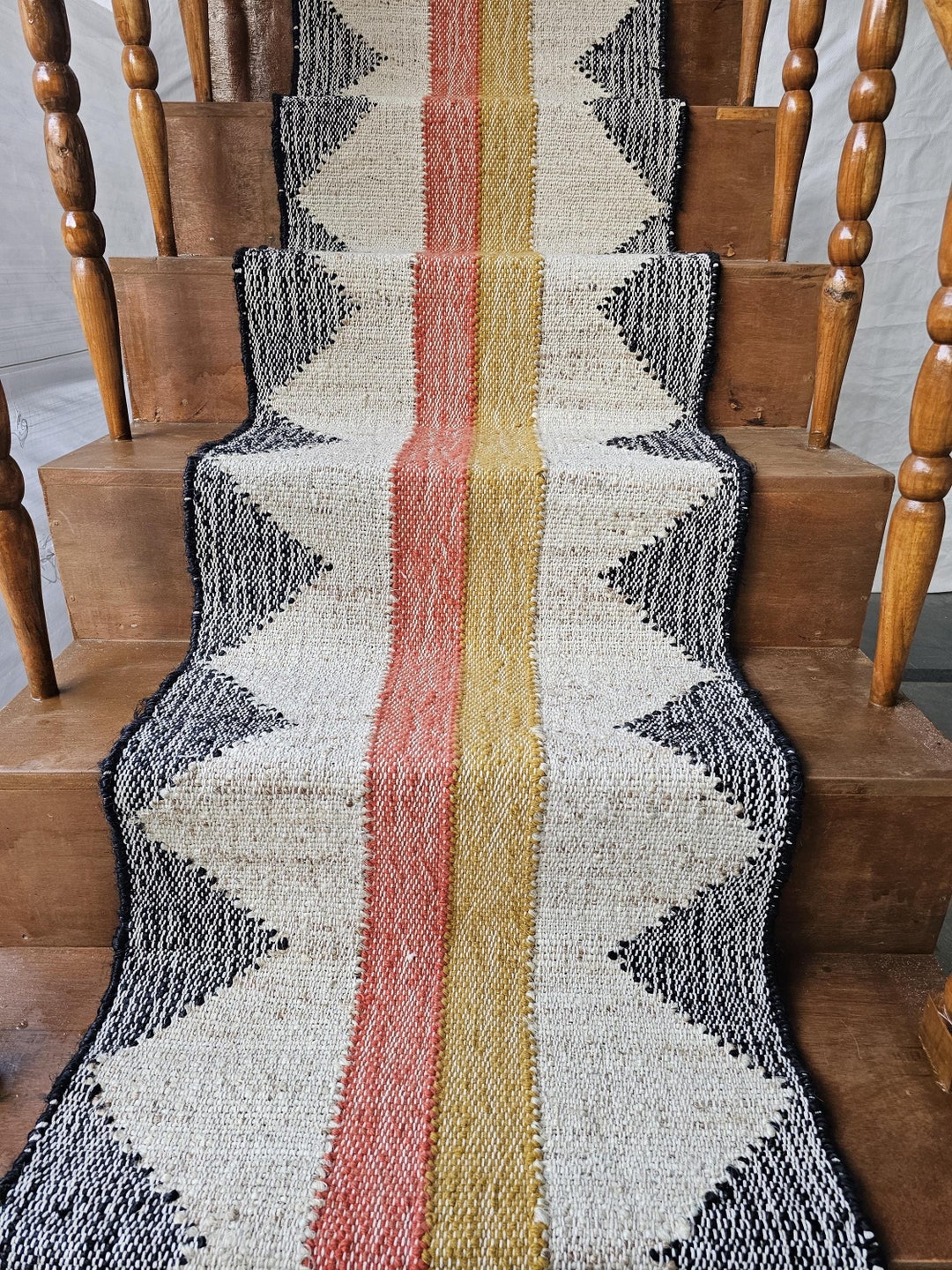 Diamond Jute Stair Runner Rug: Vintage Bohemian Decor (2x20 Ft) - Etsy