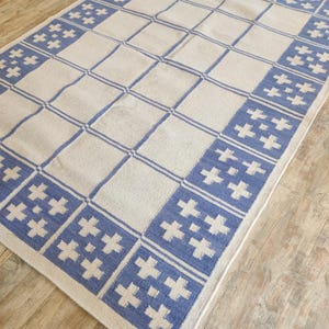 Checkered Wool Rug, Blue And White Rug, Checkerboard Rug, Wool Rug 8X10, Swedish Kilim Rug, Handwoven Rug, Modern Rug, Flatweave Area Rugs, Check Mat Wool Rug, Hallway Rug, Modern Rug, Wool Rug 6x9, Custom Wool Rug, Bedroom Rug, Rug 8x10, Kitchen Rug
